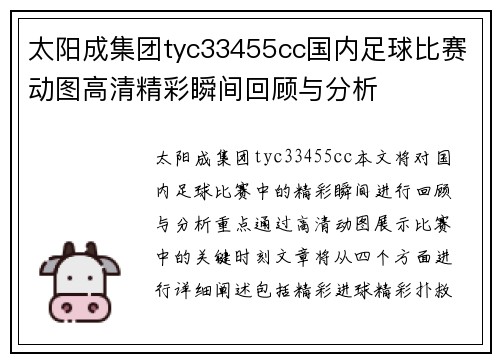 太阳成集团tyc33455cc国内足球比赛动图高清精彩瞬间回顾与分析